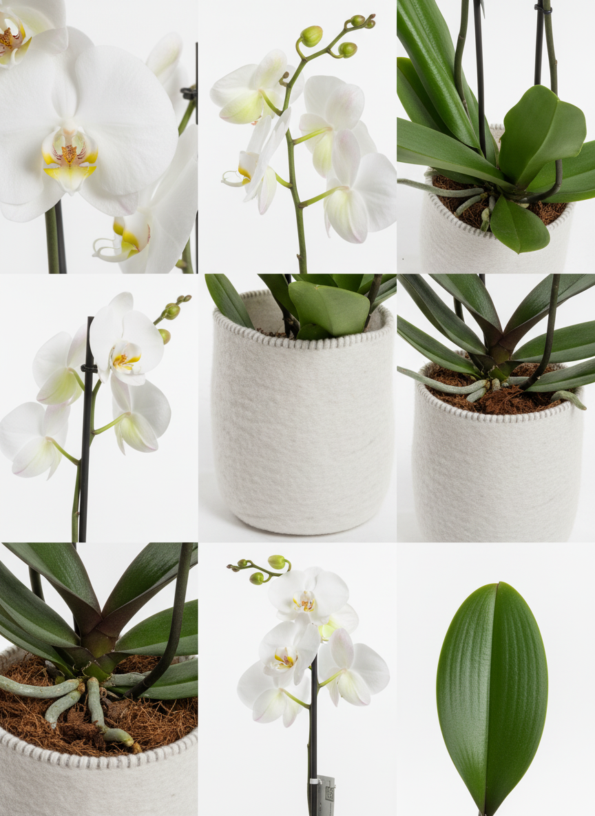 Elegante Witte Orchidee in Viltpot - Image 2