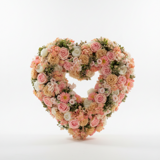 Romantische Pastelkleurige Zijden Bloemenkrans in Hartvorm